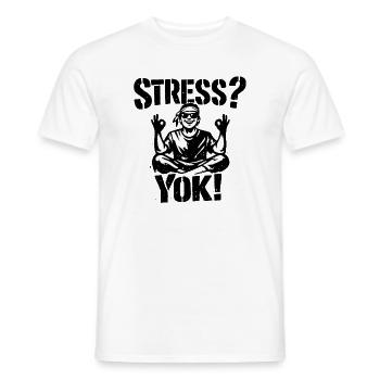 Du stress ? Yok ! | Desig de vêtements de ville à pochoir turc - T-shirt homme - blanc - Devant - AI Model Male 178 dark (178cm)