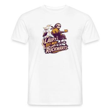 Läuft bei mir rückwärts – Büro Faultier - Männer T-Shirt - Weiß - Vorne - AI Model Male 178 dark (178cm)