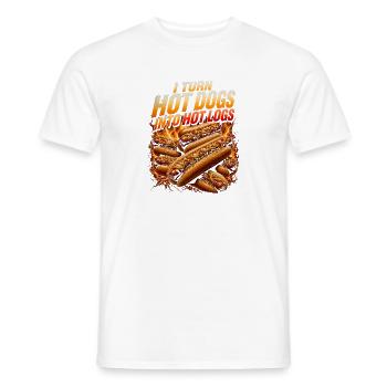 I turn hot dogs into hot logs (Funny - Men's T-Shirt - white - Front - AI Model Male 178 dark (178cm)