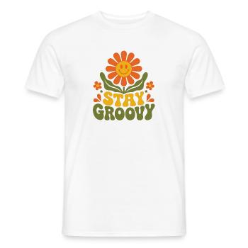 Stay Groovy – 70er Jahre Retro Blume Blüte Vektor - Männer T-Shirt - Weiß - Vorne - AI Model Male 178 dark (178cm)
