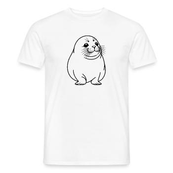 Moppelige Robbe One Line Tiermotiv - Männer T-Shirt - Weiß - Vorne - AI Model Male 178 dark (178cm)