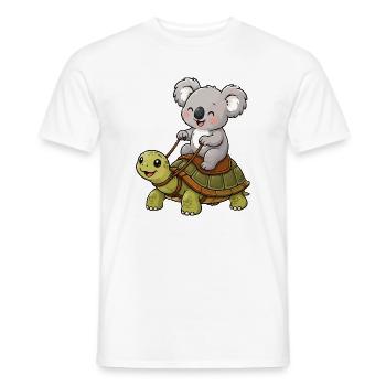 Kleiner Koala reitet Schildkröte - Männer T-Shirt - Weiß - Vorne - AI Model Male 178 dark (178cm)