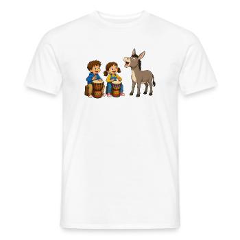 Kinder Trommeln mit Esel Fröhliches Musikmotiv - Männer T-Shirt - Weiß - Vorne - AI Model Male 178 dark (178cm)