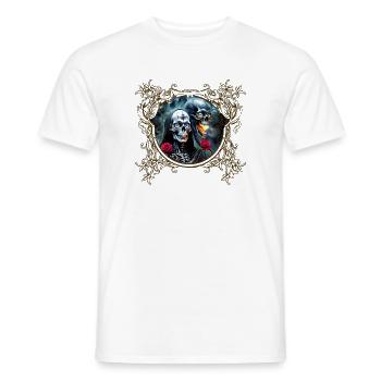 Totenkopf und Rosen: Gotische Kunst - Männer T-Shirt - Weiß - Vorne - AI Model Male 178 dark (178cm)