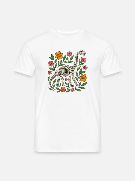 Brachiosaurus Skelett mit Blumen - Männer T-Shirt - Weiß