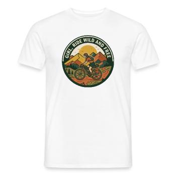 Girl Ride Wild And Free Gravel Bike Abzeichen - Männer T-Shirt - Weiß - Vorne - AI Model Male 178 dark (178cm)