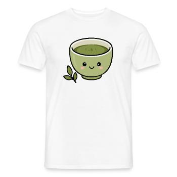 Cute Kawaii Matcha Tea Cup Sticker - Men's T-Shirt - white - Front - AI Model Male 178 dark (178cm)