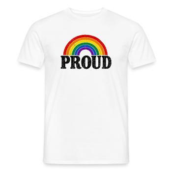 Proud Regenbogen Vintage Cap Shirt Sticker Kissen - Männer T-Shirt - Weiß - Vorne - AI Model Male 178 dark (178cm)