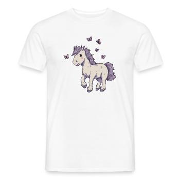 Süßes Pony mit Schmetterlingen - Männer T-Shirt - Weiß - Vorne - AI Model Male 178 dark (178cm)