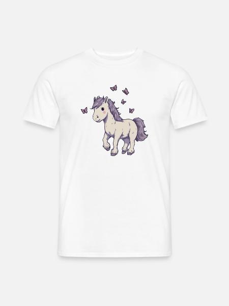 Cute Pony with Butterflies - Men's T-Shirt - white