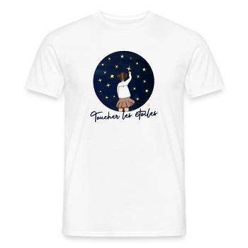 Toucher les etoiles - Citation Inspiration Reve - T-shirt homme - blanc - Devant - AI Model Male 178 dark (178cm)