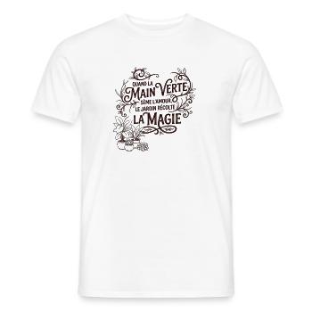 Quand la main verte - Jardinage & Magie - T-shirt homme - blanc - Devant - AI Model Male 178 dark (178cm)