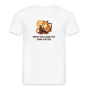 Mein Kollege ist eine Katze – Homeoffice - Männer T-Shirt - Weiß - Vorne - AI Model Male 178 dark (178cm)