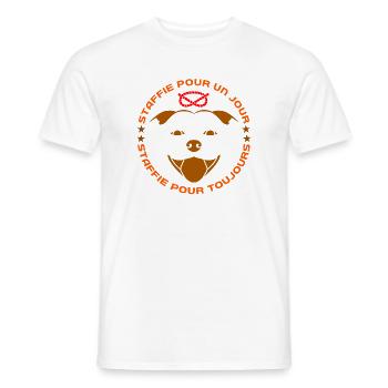 Staffie pour toujours - 025 - T-shirt homme - blanc - Devant - AI Model Male 178 dark (178cm)