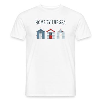 Home by the Sea – Maritime Beach Houses - Men's T-Shirt - white - Front - AI Model Male 178 dark (178cm)