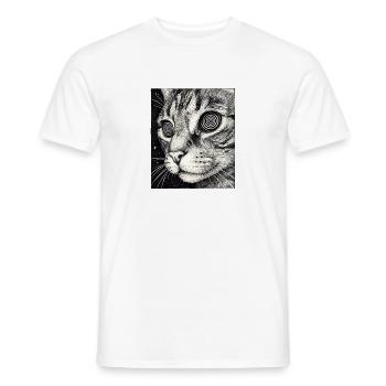 Hypnotischer Katzenblick im All - Männer T-Shirt - Weiß - Vorne - AI Model Male 178 dark (178cm)