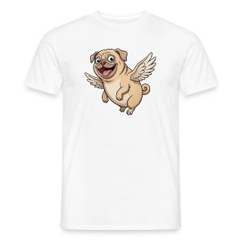 Lustiger Mops Engel mit Flügeln Cartoon - Männer T-Shirt - Weiß - Vorne - AI Model Male 178 dark (178cm)