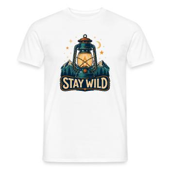 Stay Wild Laterne Waldnächte - Männer T-Shirt - Weiß - Vorne - AI Model Male 178 dark (178cm)