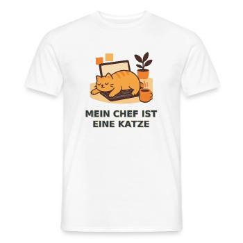 Katzenchef Homeoffice Geschenk - Männer T-Shirt - Weiß - Vorne - AI Model Male 178 dark (178cm)