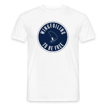 Wingfoiling to be free – Badge in Navy - Männer T-Shirt - Weiß - Vorne - AI Model Male 178 dark (178cm)