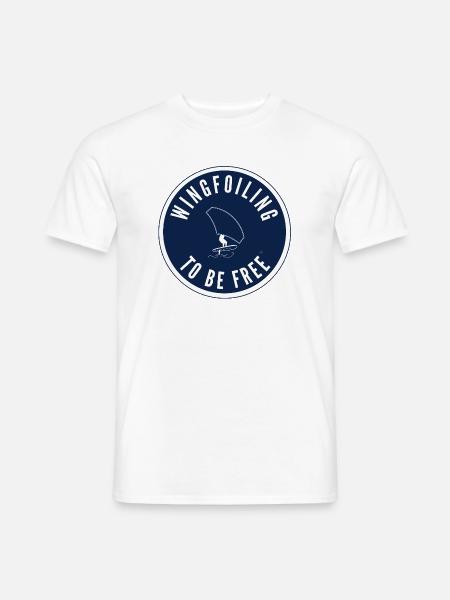 Wingfoiling to be free – Badge in Navy - Männer T-Shirt - Weiß