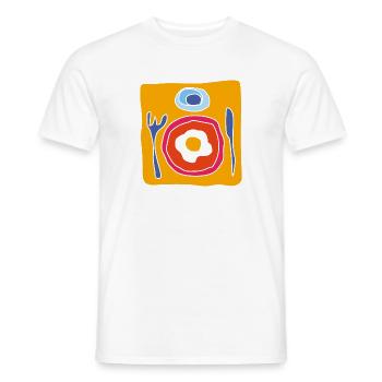Colorful Fried Egg – Pop Illustration - Men's T-Shirt - white - Front - AI Model Male 178 dark (178cm)