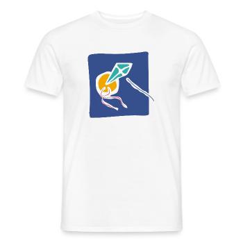 Cerf-volant dans le ciel – Art minimaliste - T-shirt homme - blanc - Devant - AI Model Male 178 dark (178cm)