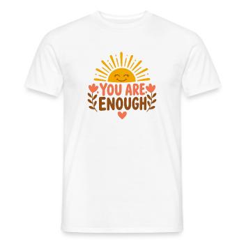 You Are Enough – Self-Esteem Affirmation Sun - Men's T-Shirt - white - Front - AI Model Male 178 dark (178cm)