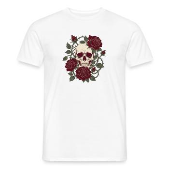 Skull & Roses – Gothic Totenkopf Blumen Design - Männer T-Shirt - Weiß - Vorne - AI Model Male 178 dark (178cm)