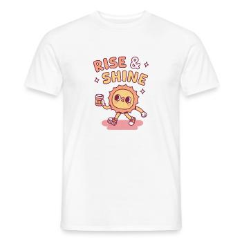 Aufstehen und strahlen Guten Morgen Niedliche Sonne mit Kaffee - Männer T-Shirt - Weiß - Vorne - AI Model Male 178 dark (178cm)