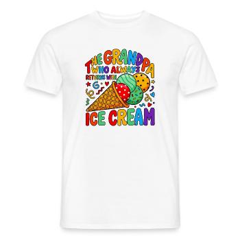 Opa mit Eiscreme - Men's T-Shirt - white - Front - AI Model Male 178 dark (178cm)