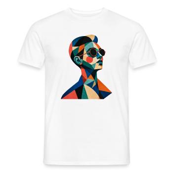 Geometric Color Portrait with Sunglasses - Men's T-Shirt - white - Front - AI Model Male 178 dark (178cm)