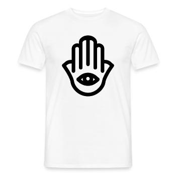 Hand von Fatma Hamsa - Männer T-Shirt - Weiß - Vorne - AI Model Male 178 dark (178cm)
