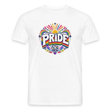 Pride Regenbogen Disko CSD Spruch Outfit - Männer T-Shirt - Weiß - Vorne - AI Model Male 178 dark (178cm)