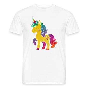 Rainbow Unicorn Cartoon Design - Men's T-Shirt - white - Front - AI Model Male 178 dark (178cm)