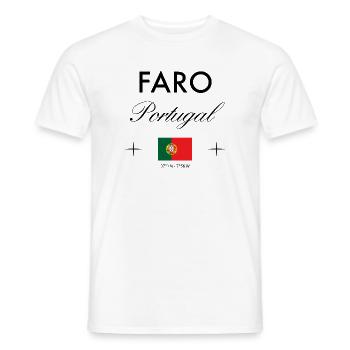 Faro Portugal Coordinates Travel Souvenir - Men's T-Shirt - white - Front - AI Model Male 178 dark (178cm)