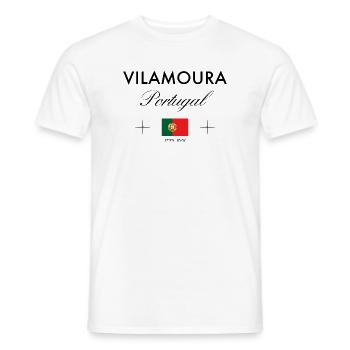 Vilamoura Portugal Coordinates Travel Souvenir - Men's T-Shirt - white - Front - AI Model Male 178 dark (178cm)
