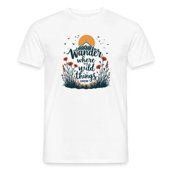 Hiking - Wander Where the Wild Things Grow - Men's T-Shirt - white - Front - AI Model Male 178 dark (178cm)