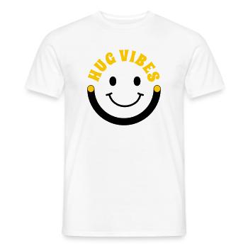 Minimalist Hug Vibes – Typography with Smile Curve - Men's T-Shirt - white - Front - AI Model Male 178 dark (178cm)