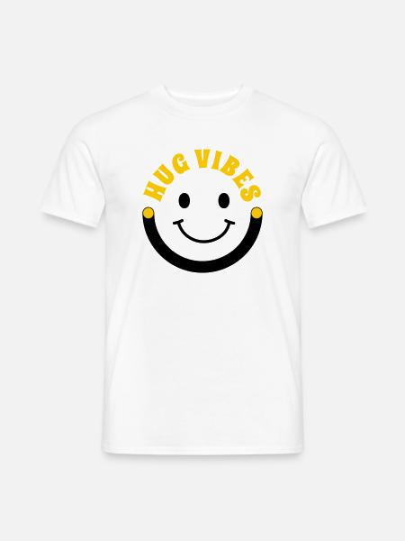 Minimalistische Umarmungsstimmung – Typografie mit Lächelkurve - Männer T-Shirt - Weiß