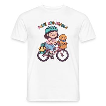 Pfoten und Pedale süßer Fahrradaufkleber - Männer T-Shirt - Weiß - Vorne - AI Model Male 178 dark (178cm)