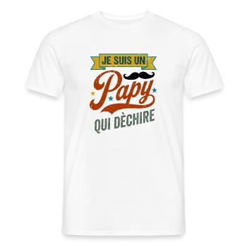 Papy Qui Déchire Humour Cadeau Rétro - T-shirt homme - blanc - Devant - AI Model Male 178 dark (178cm)