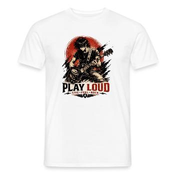 Play Loud Guitar Motif - Men's T-Shirt - white - Front - AI Model Male 178 dark (178cm)