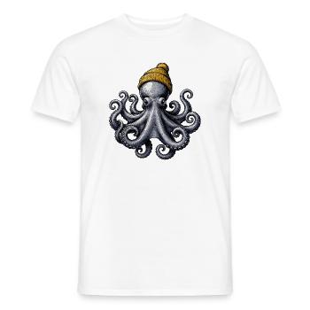  Oktopus Mit Wollmütze Maritimes Kraken Motiv Für - Männer T-Shirt - Weiß - Vorne - AI Model Male 178 dark (178cm)