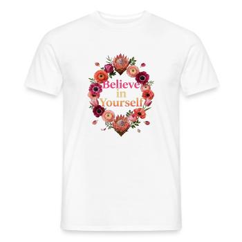 Believe in Yourself: Flower Circle - Men's T-Shirt - white - Front - AI Model Male 178 dark (178cm)