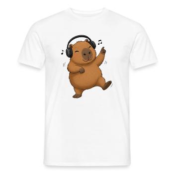 Kapibara Hamster Musik Tanzen Singen Bauernhof - Männer T-Shirt - Weiß - Vorne - AI Model Male 178 dark (178cm)
