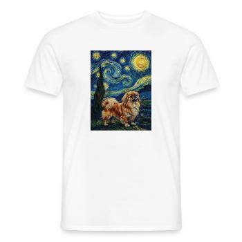 Nuit étoilée pékinoise - Chien Peke Maman Papa Chien de Compagnie - T-shirt homme - blanc - Devant - AI Model Male 178 dark (178cm)