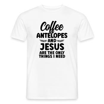 Antelope Christian Humor Coffee - Men's T-Shirt - white - Front - AI Model Male 178 dark (178cm)