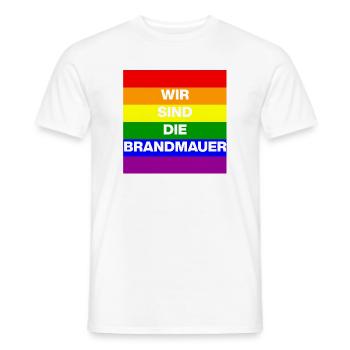 Wir sind die Brandmauer, No NZS, No AFD, weiß - Männer T-Shirt - Weiß - Vorne - AI Model Male 178 dark (178cm)