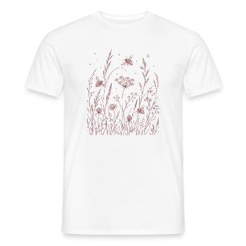 Floral flowers with bees - Men's T-Shirt - white - Front - AI Model Male 178 dark (178cm)